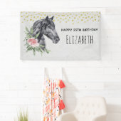 Black Horse Head Portrait Waterverf Verjaardagsver Spandoek (Insitu)