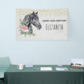 Black Horse Head Portrait Waterverf Verjaardagsver Spandoek (Beurs)