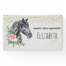 Black Horse Head Portrait Waterverf Verjaardagsver