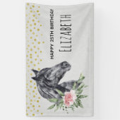 Black Horse Head Portrait Waterverf Verjaardagsver Spandoek (Verticaal)