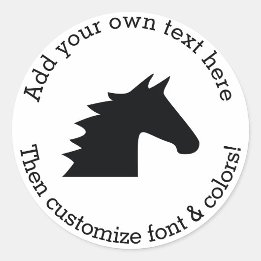 Black Horse Head Ronde Sticker (Voorkant)