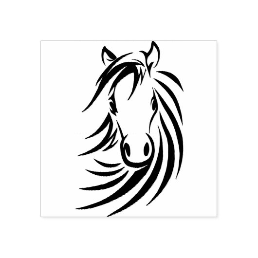 Black Horse Head Rubberstempel (Afrduk)