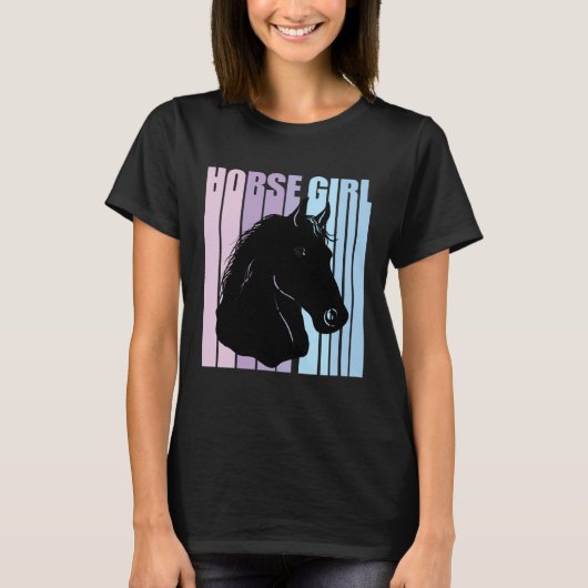 Black Horse Head Silhouette Riding Lover Funny Hor T-shirt (Voorkant)