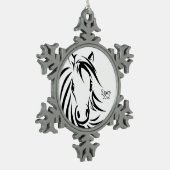 Black Horse Head Tin Sneeuwvlok Ornament (Links)
