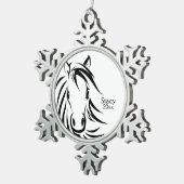 Black Horse Head Tin Sneeuwvlok Ornament (Rechts)