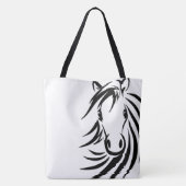 Black Horse Head Tote Bag (Achterkant)