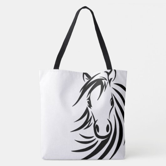 Black Horse Head Tote Bag (Achterkant)
