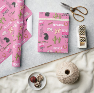 Black Horse Head verjaardagroze Waterverf Cadeaupapier