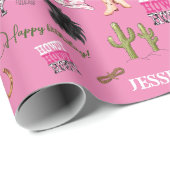 Black Horse Head verjaardagroze Waterverf Cadeaupapier (Rol Hoek)