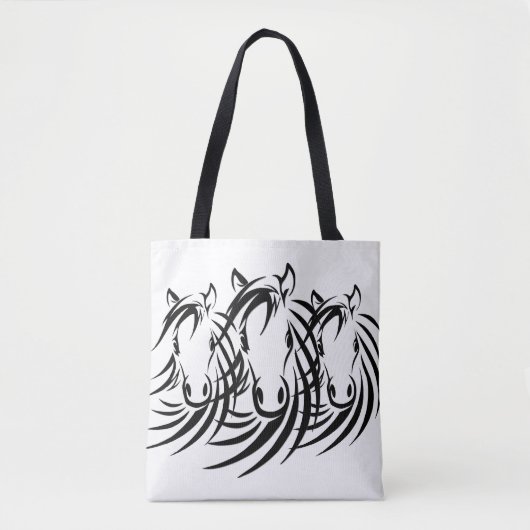 Black Horse Head White Tote Bag (Voorkant)