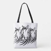 Black Horse Head White Tote Bag (Achterkant)