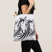 Black Horse Head White Tote Bag (Dichtbij)