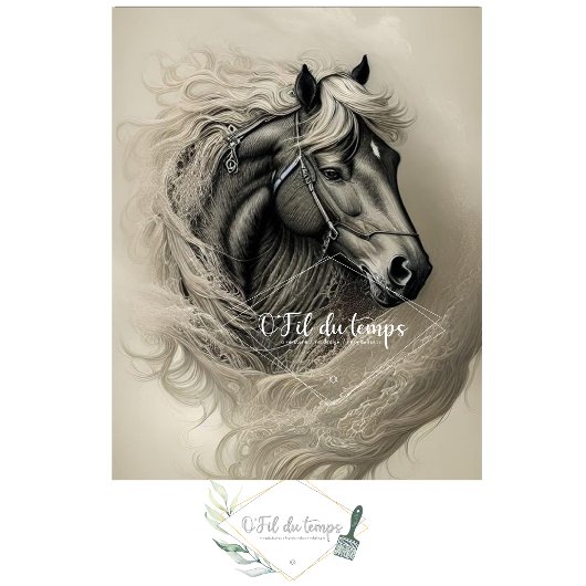 Black Horse in black and white Tissuepapier