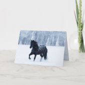 Black Horse in the Snow Greeting Card (Voorkant)