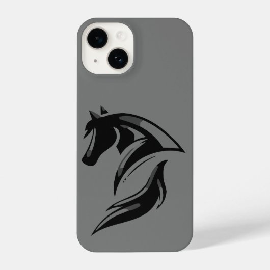 Black Horse Logo Graphic Art Equestrian iPhone Hoesje (Achterkant)