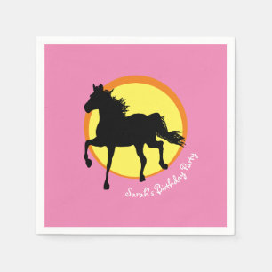 Black Horse loopt wild in Sunset (Party Napkins) Servet
