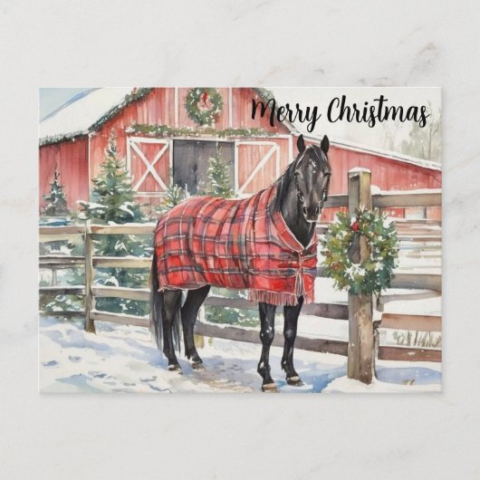 Black Horse Merry Christmas  Briefkaart (Voorkant)