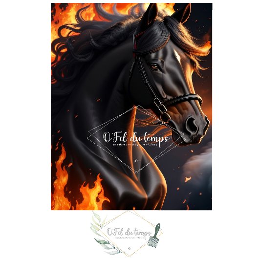 Black Horse on Fire v1 versnijden Tissuepapier