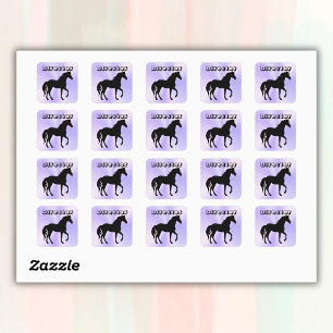 Black Horse op lila - monogram   Vierkante Sticker