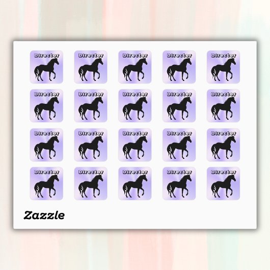 Black Horse op lila - monogram | Vierkante Sticker