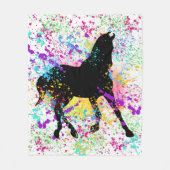 Black Horse Paint Splatter Fleece Deken (Voorkant)