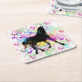Black Horse Paint Splatter Kartonnen Onderzetters (Schuin)