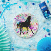 Black Horse Paint Splatter Papieren Bordje (Feest)