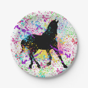 Black Horse Paint Splatter    Papieren Bordje