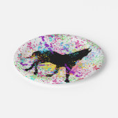 Black Horse Paint Splatter Papieren Bordje (Gekanteld)