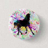 Black Horse Paint Splatter T-Shirt Ronde Button 3,2 Cm (Voorkant)