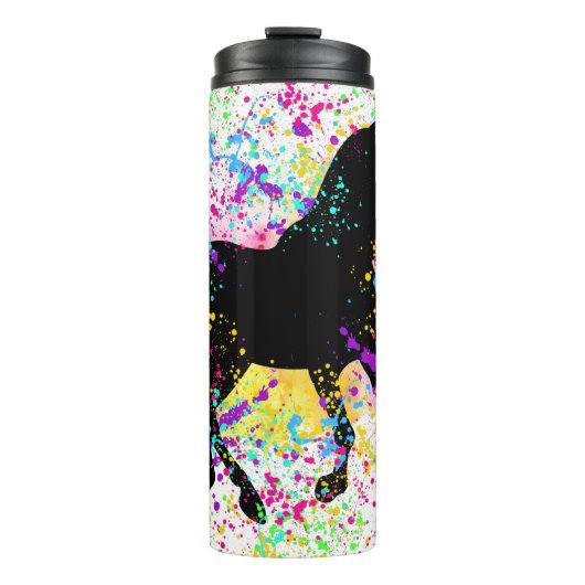 Black Horse Paint Splatter Thermosbeker (Voorkant)