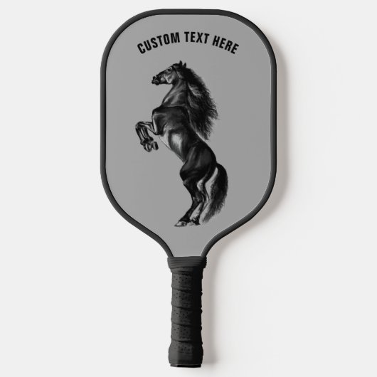 Black Horse Pickleball Paddle Personalized Text (Achterkant)