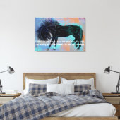  Black Horse & Quote "God maakte het paard..." Canvas Afdruk (Insitu (Slaapkamer))