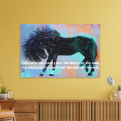  Black Horse & Quote "God maakte het paard..." Canvas Afdruk (Insitu (Woonkamer))