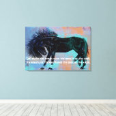  Black Horse & Quote "God maakte het paard..." Canvas Afdruk (Insitu (Houten vloer))