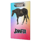 Black Horse Rainbow Pastel Whimsical Equestrian Klembord (Links)