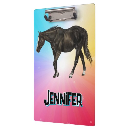 Black Horse Rainbow Pastel Whimsical Equestrian Klembord (Links)