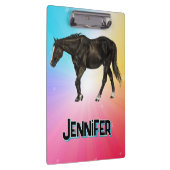 Black Horse Rainbow Pastel Whimsical Equestrian Klembord (Rechts)