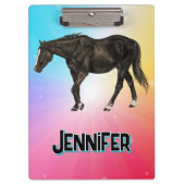 Black Horse Rainbow Pastel Whimsical Equestrian Klembord (Voorkant)