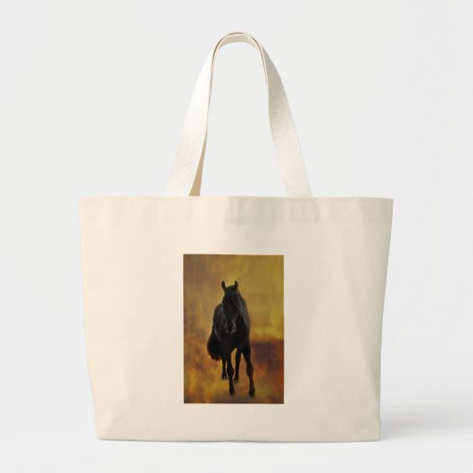 Black Horse Silhouette Grote Tote Bag (Voorkant)
