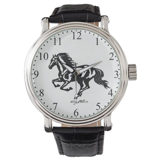 Black Horse Silhouette Horloge (Voorkant)