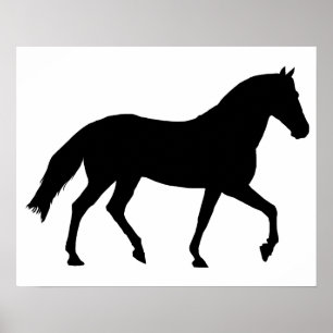 Black Horse Silhouette Pony Horse Shadow Simple Poster