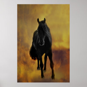 Black Horse Silhouette Poster