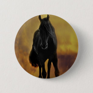 Black Horse Silhouette Ronde Button 5,7 Cm