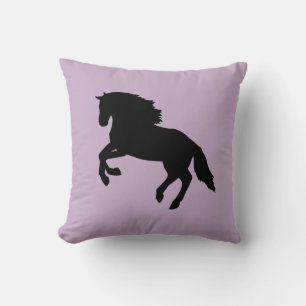 Black Horse Silhouette Running Horse Paarse Pillow Kussen