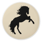 Black Horse Silhouette & Taupe Keramische Knop (Voorkant)