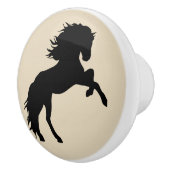 Black Horse Silhouette & Taupe Keramische Knop (Rechts)