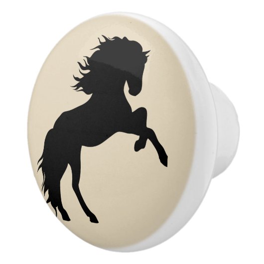 Black Horse Silhouette & Taupe Keramische Knop (Rechts)