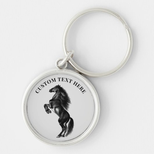 Black Horse Sleutelhanger met aangepaste tekst (Voorkant)