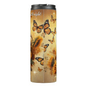 Black Horse Sunflower Butterfly Golden Glow Thermosbeker (Achterkant)